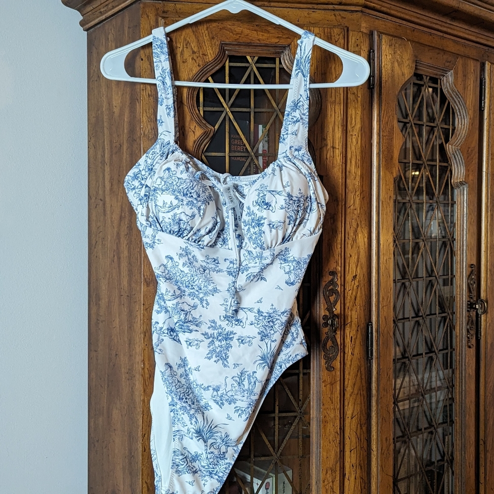 Berlook Swimsuit Blue and White Elephant Design
